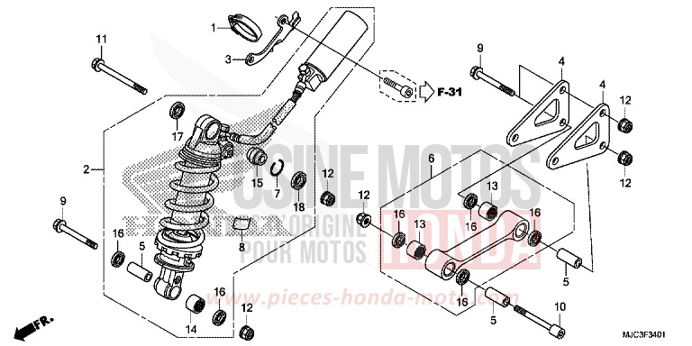 REAR CUSHION (CBR600RA) for CBR600RR ABS VIBRANT ORANGE (YR250) from 2013